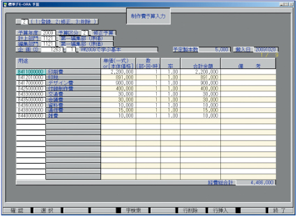 制作費予算入力